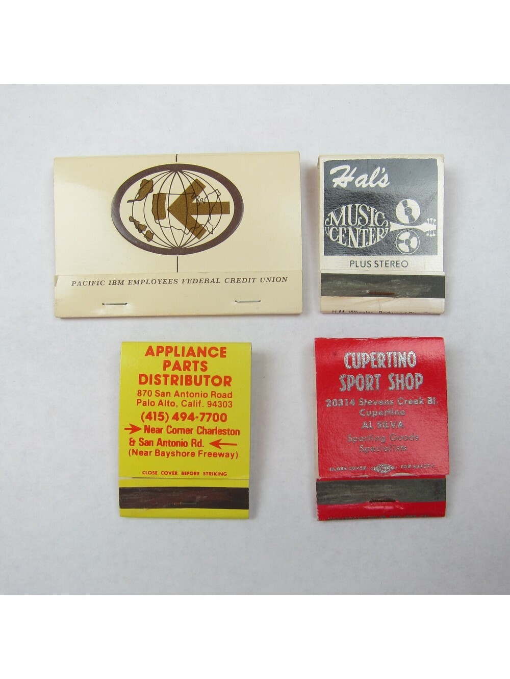 4 Matchbook Covers Pacific IBM Credit Union Hals Music Center Cupertino Sport CA